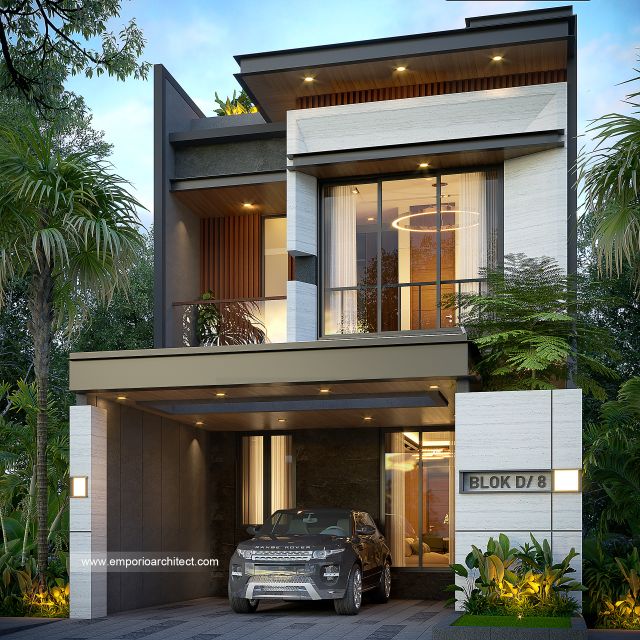 Desain Tampak Depan Dengan Pagar Rumah Modern 2 Lantai Bapak ECN di Grogol, Jakarta Barat