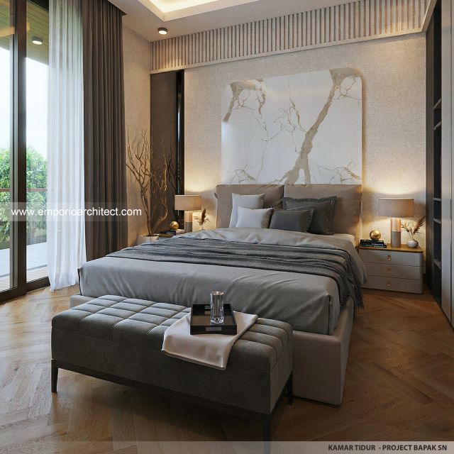 Desain Kamar Tidur Rumah Modern 2 Lantai Bapak SN di Batam