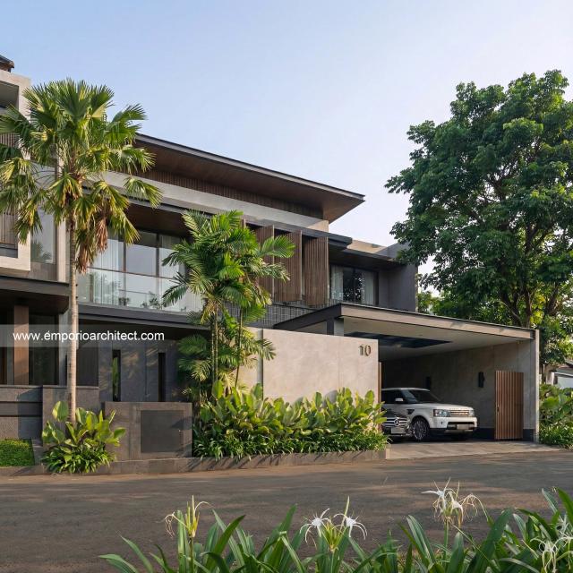 Desain Tampak Depan 2 Rumah Modern 2 Lantai Bapak SN di Batam