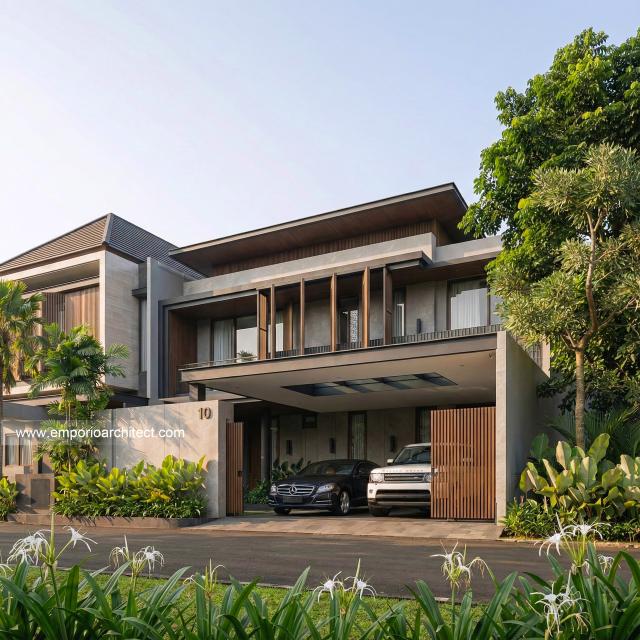 Desain Tampak Depan 3 Rumah Modern 2 Lantai Bapak SN di Batam