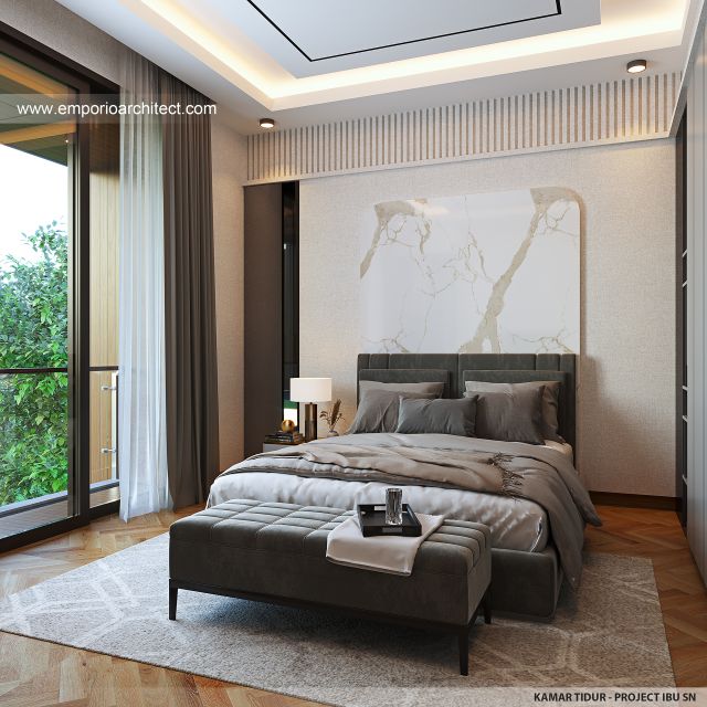 Desain Kamar Tidur Rumah Modern 2 Lantai Bapak SN di Batam