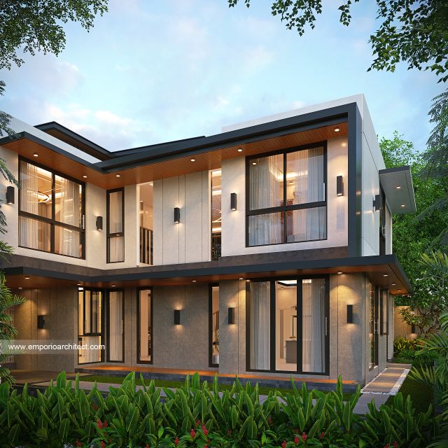 Desain Tampak Belakang Rumah Modern 2 Lantai Bapak SN di Batam