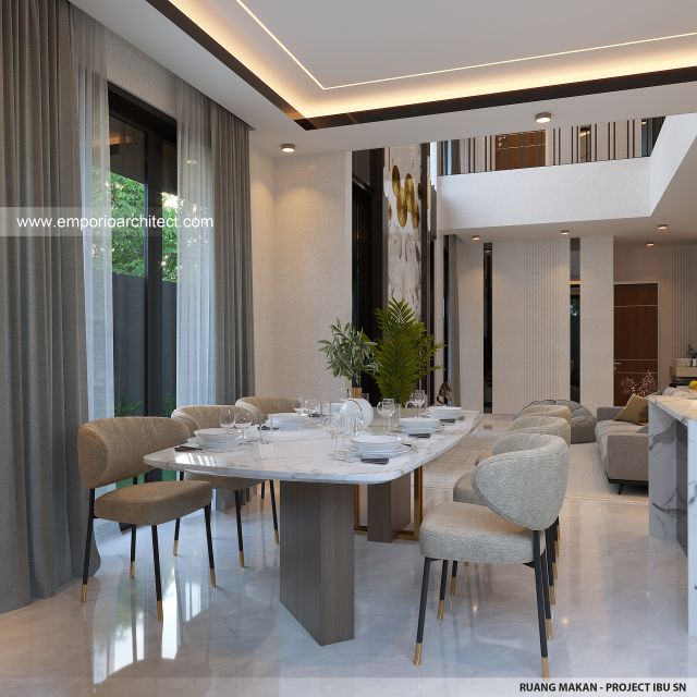 Desain Ruang Makan Rumah Modern 2 Lantai Bapak SN di Batam