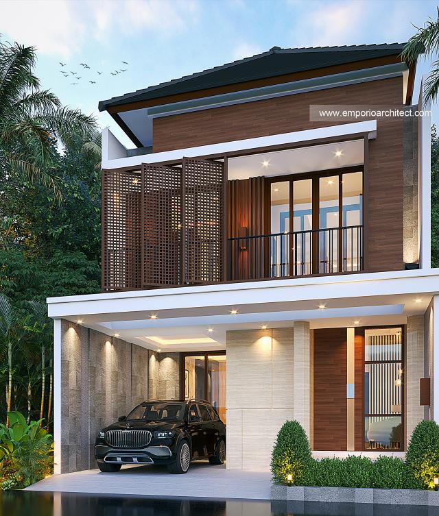 Desain Tampak Depan 2 Rumah Modern 2 Lantai Bapak ALX di Bandung