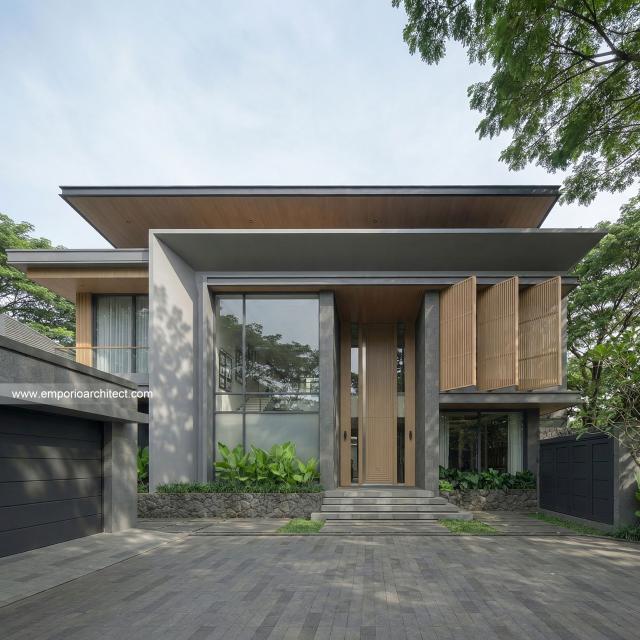 Desain Tampak Detail Depan 3 Rumah Modern 2 Lantai Bapak SDT II di Solo