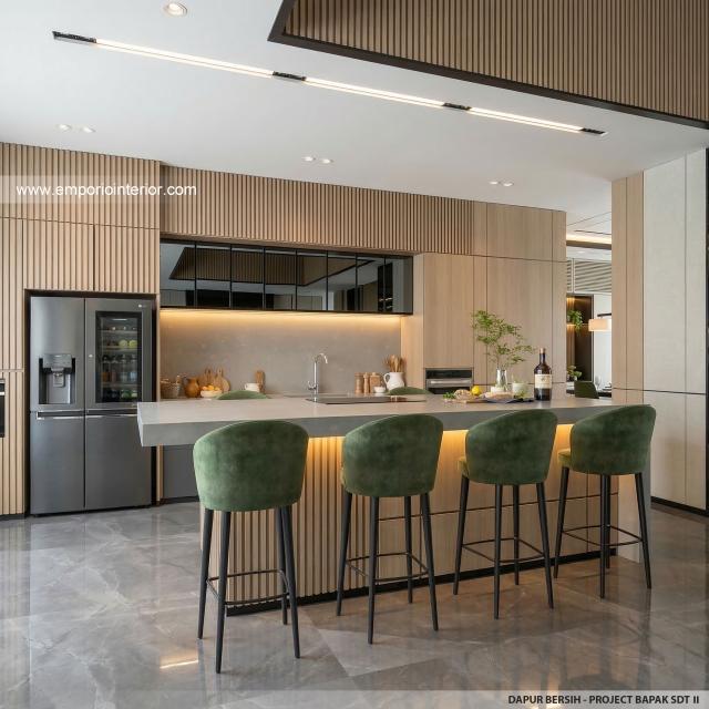 Desain Dapur Bersih Rumah Modern 2 Lantai Bapak SDT II di Solo