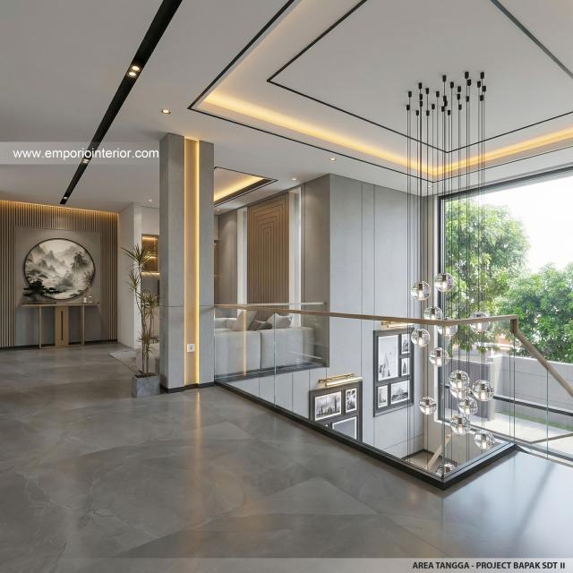 Desain Area Tangga Rumah Modern 2 Lantai Bapak SDT II di Solo