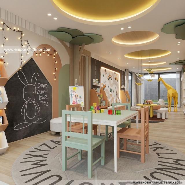 Desain Ruang Hobby Rumah Modern 2 Lantai Bapak SDT II di Solo