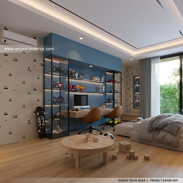 Desain Kamar Tidur Anak 1 Rumah Modern 2 Lantai Bapak SDT II di Solo