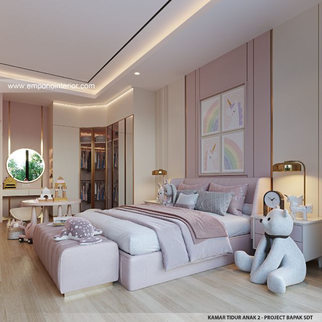 Desain Kamar Tidur Anak 2 Rumah Modern 2 Lantai Bapak SDT II di Solo