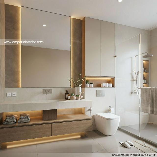 Desain Kamar Mandi Rumah Modern 2 Lantai Bapak SDT II di Solo