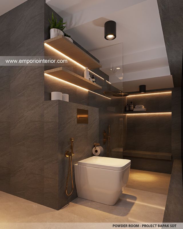 Desain Toilet Tamu Rumah Modern 2 Lantai Bapak SDT II di Solo