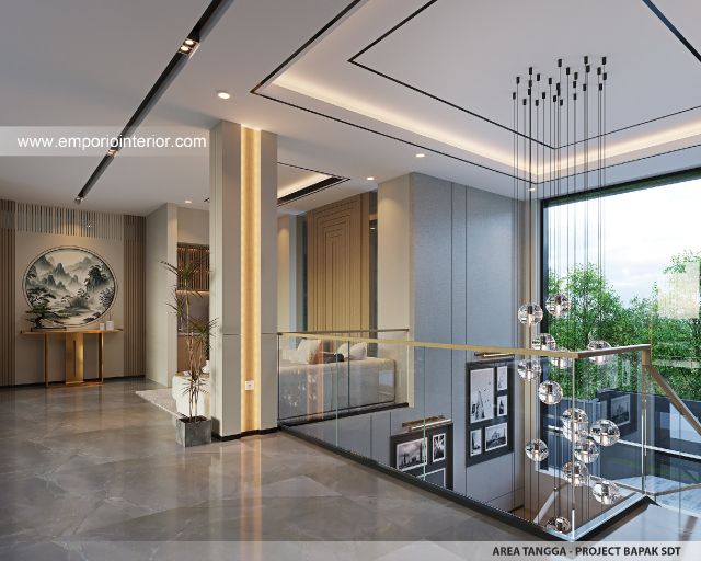 Desain Area Tangga Rumah Modern 2 Lantai Bapak SDT II di Solo