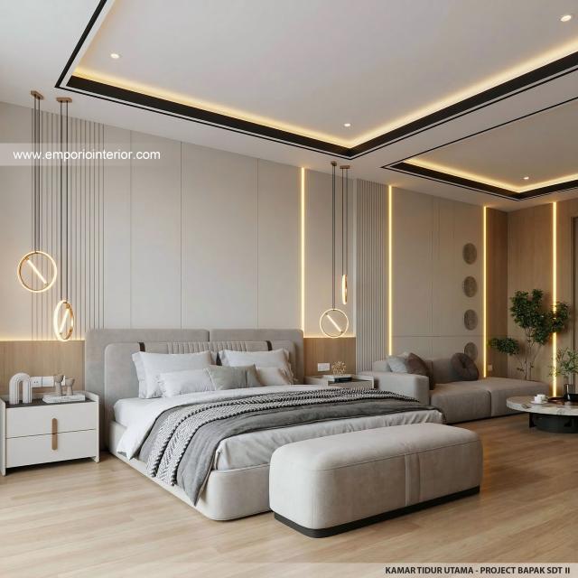 Desain Kamar Tidur Utama Rumah Modern 2 Lantai Bapak SDT II di Solo