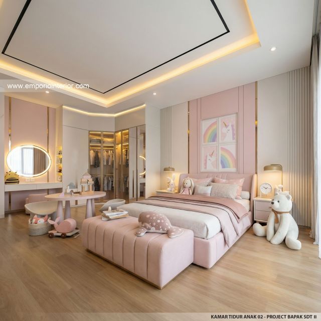 Desain Kamar Tidur Anak 2 Rumah Modern 2 Lantai Bapak SDT II di Solo