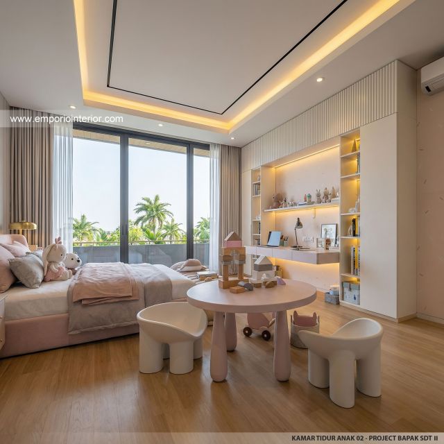Desain Kamar Tidur Anak 2 Rumah Modern 2 Lantai Bapak SDT II di Solo