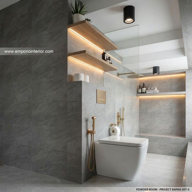 Desain Toilet Tamu Rumah Modern 2 Lantai Bapak SDT II di Solo