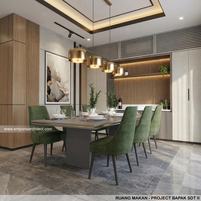 Desain Ruang Makan Rumah Modern 2 Lantai Bapak SDT II di Solo