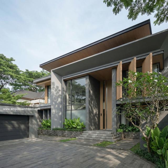 Desain Tampak Detail Depan 4 Rumah Modern 2 Lantai Bapak SDT II di Solo