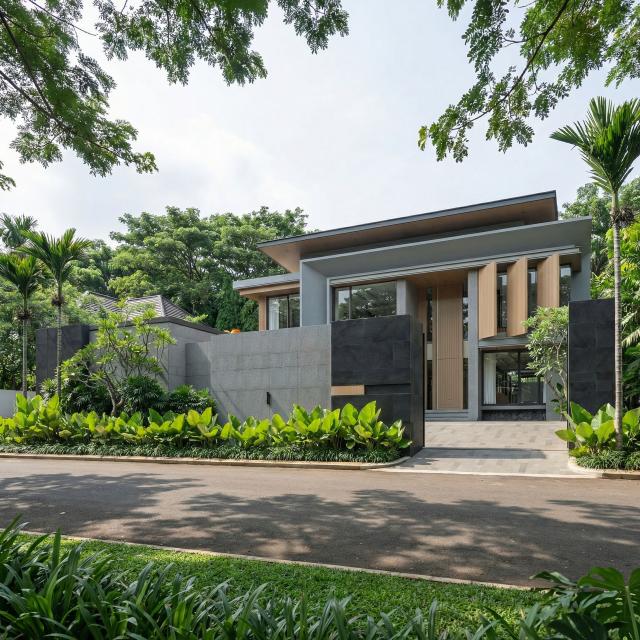 Desain Tampak Depan 3 Rumah Modern 2 Lantai Bapak SDT II di Solo