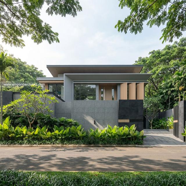 Desain Tampak Depan Rumah Modern 2 Lantai Bapak SDT II di Solo