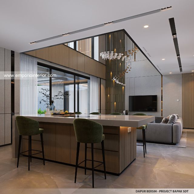 Desain Dapur Bersih Rumah Modern 2 Lantai Bapak SDT II di Solo