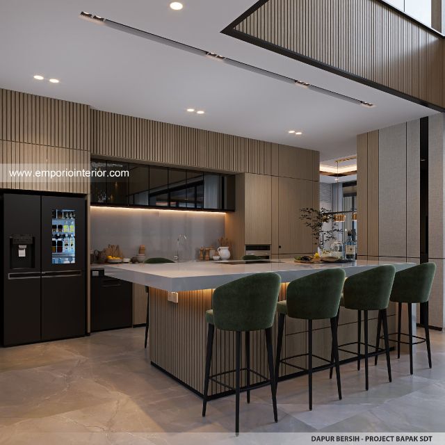 Desain Dapur Bersih Rumah Modern 2 Lantai Bapak SDT II di Solo