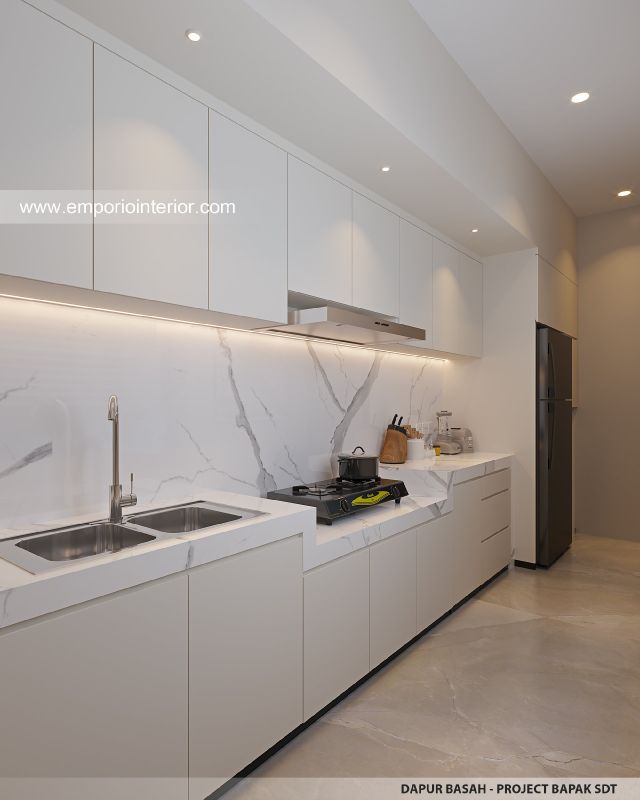 Desain Dapur Basah Rumah Modern 2 Lantai Bapak SDT II di Solo