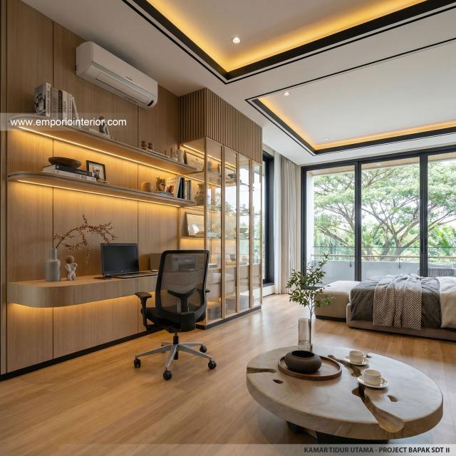 Desain Kamar Tidur Utama Rumah Modern 2 Lantai Bapak SDT II di Solo