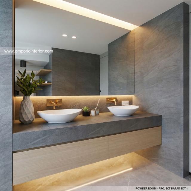 Desain Toilet Tamu Rumah Modern 2 Lantai Bapak SDT II di Solo