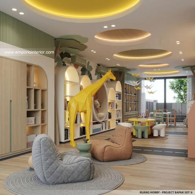 Desain Ruang Hobby Rumah Modern 2 Lantai Bapak SDT II di Solo