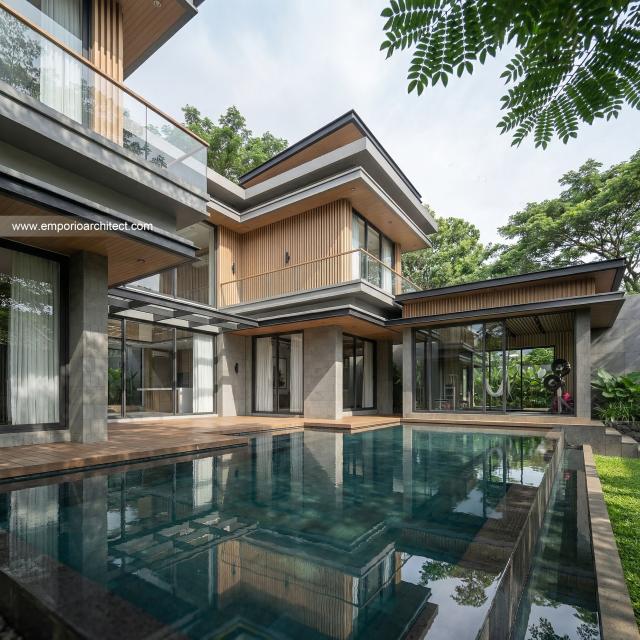 Desain Tampak Detail Belakang Rumah Modern 2 Lantai Bapak SDT II di Solo