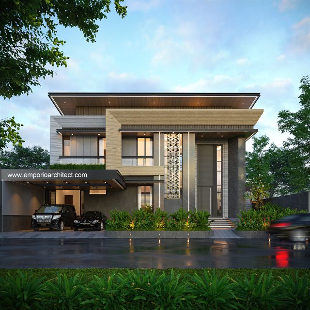 Desain Tampak Depan 3 Rumah Modern 2 Lantai Bapak SDT II di Solo