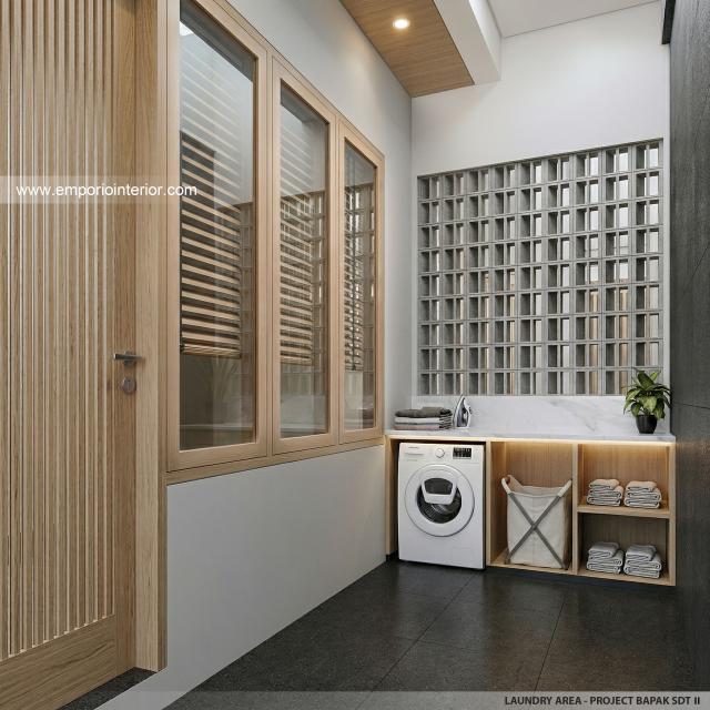 Desain Area Laundry Rumah Modern 2 Lantai Bapak SDT II di Solo