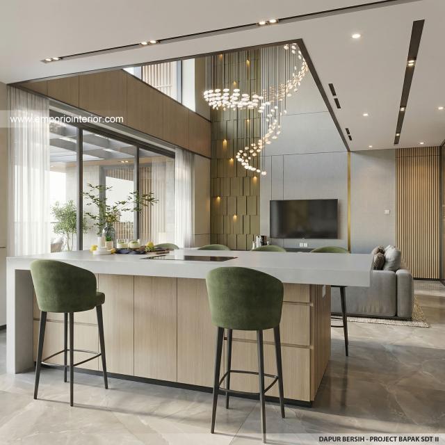 Desain Dapur Bersih Rumah Modern 2 Lantai Bapak SDT II di Solo