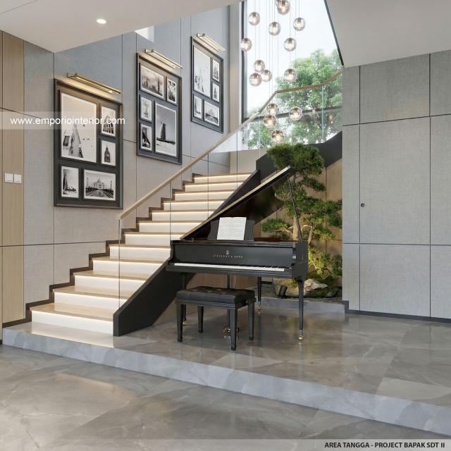 Desain Area Tangga Rumah Modern 2 Lantai Bapak SDT II di Solo