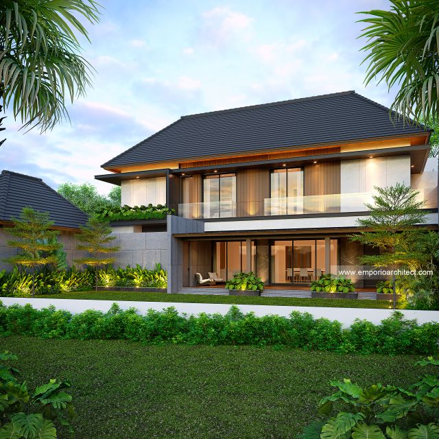 Desain Tampak Samping Rumah Modern 2 Lantai Ibu NTA di Tangerang