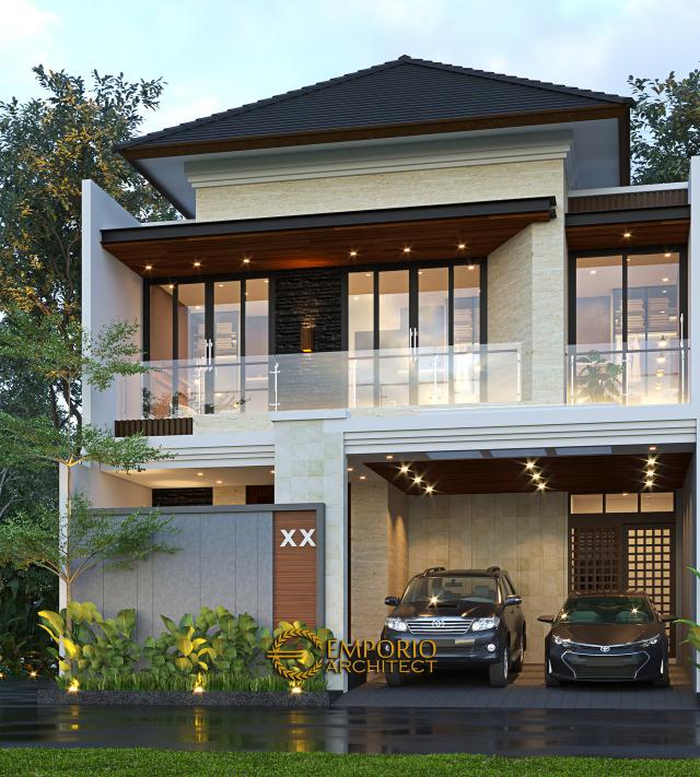 Desain Tampak Depan Dengan Pagar Rumah Modern 2 Lantai Ibu Lia di Bekasi, Jawa Barat