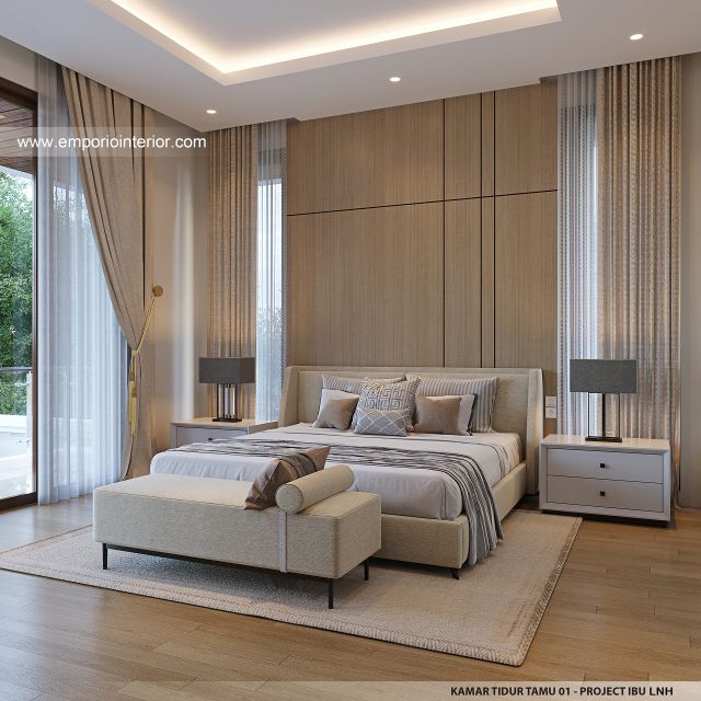 Desain Kamar Tidur Tamu 1 Rumah Modern 2 Lantai Ibu LNH 1480 di Pontianak