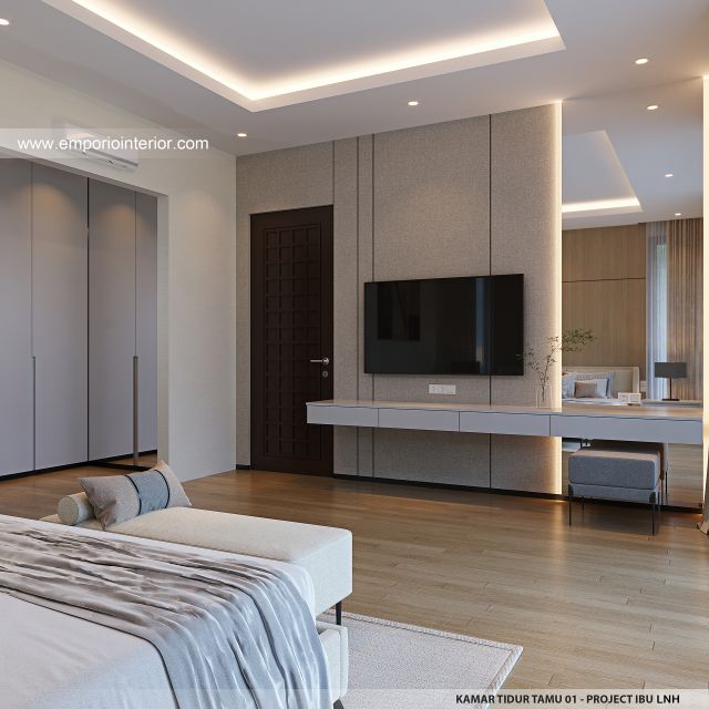 Desain Kamar Tidur Tamu 1 Rumah Modern 2 Lantai Ibu LNH 1480 di Pontianak