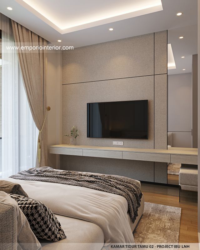 Desain Kamar Tidur Tamu 2 Rumah Modern 2 Lantai Ibu LNH 1480 di Pontianak