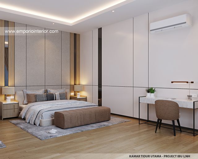 Desain Kamar Tidur Utama Rumah Modern 2 Lantai Ibu LNH 1480 di Pontianak