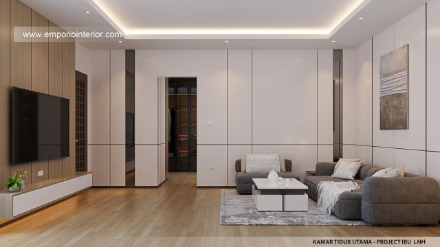 Desain Kamar Tidur Utama Rumah Modern 2 Lantai Ibu LNH 1480 di Pontianak