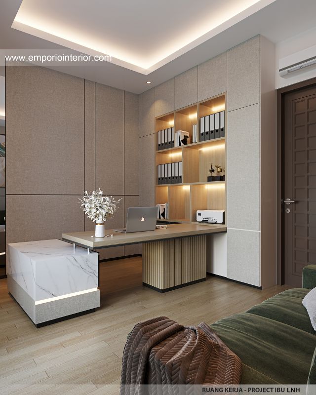 Desain Ruang Kerja Rumah Modern 2 Lantai Ibu LNH 1480 di Pontianak