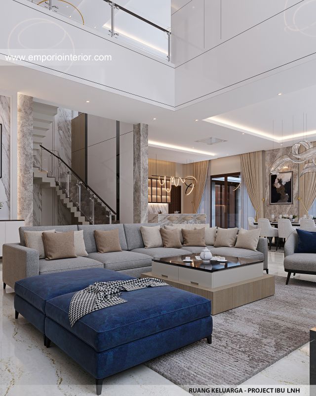 Desain Ruang Keluarga Rumah Modern 2 Lantai Ibu LNH 1480 di Pontianak