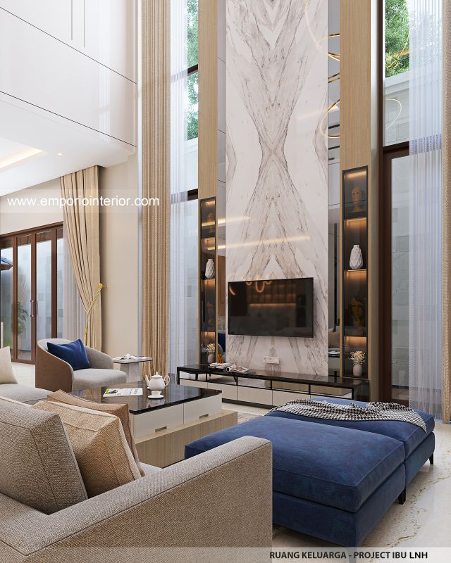 Desain Ruang Keluarga Rumah Modern 2 Lantai Ibu LNH 1480 di Pontianak