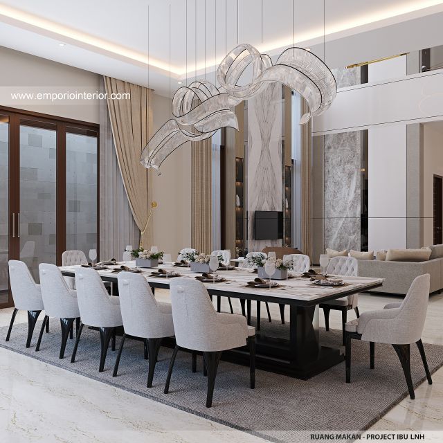 Desain Ruang Makan Rumah Modern 2 Lantai Ibu LNH 1480 di Pontianak