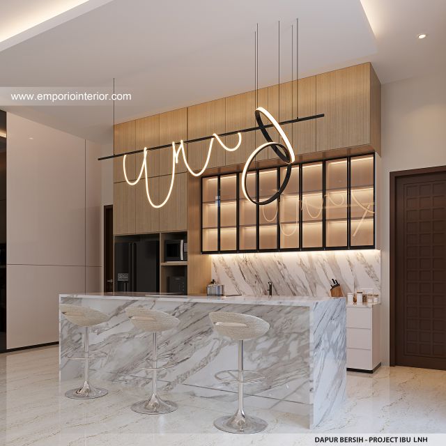 Desain Dapur Bersih Rumah Modern 2 Lantai Ibu LNH 1480 di Pontianak