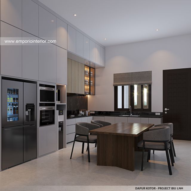 Desain Dapur Kotor Rumah Modern 2 Lantai Ibu LNH 1480 di Pontianak
