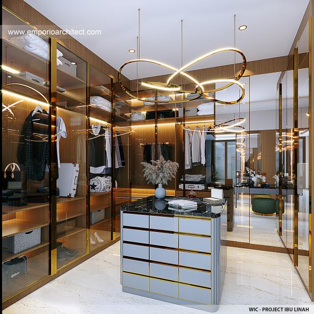 Desain Walk In Closet Rumah Modern 2 Lantai Ibu LNH di Pontianak